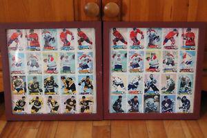 Framed hockey sticker collection