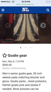 Goalie gear