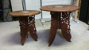 Indian teak wood side tables