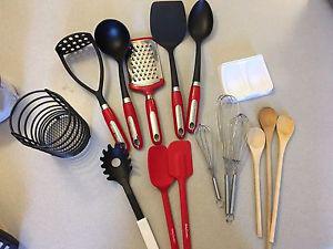 Kitchen utensils + holder