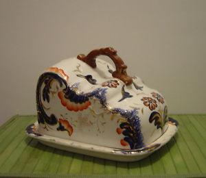 Large "Gaudy Dutch" Pattern Cheese Keeper