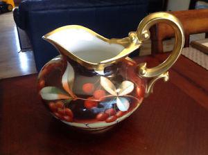 Large Limoge hand painted pitcher...cherries...