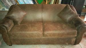 Leather Suede pull out couch