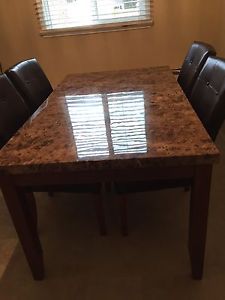 Marble Top Rectangular Dining Table with 4 Chairs $800 or