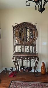 Metal /Stone table with wine rack and display case