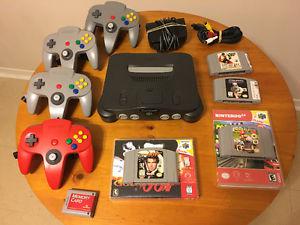 Nintendo 64, 4 Controllers, Goldeneye, Mario Kart 64, +2