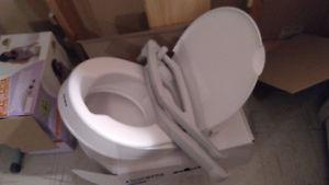 Raised Toilet Seat with Retractable/Removable Arm Rests