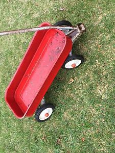 Red metal wagon