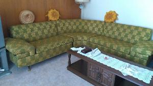 Retro/Antique Green and Gold 50s/60s Sectional