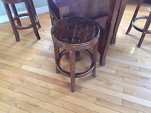 Table with wine rack, storage and stool chairs