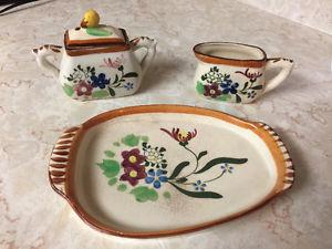 Vintage cream and sugar with tray