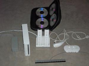 wii console with games.