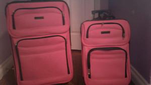 18 and 24 inch Pink Suitcases