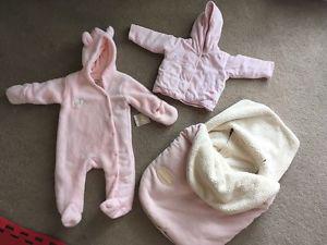 Baby Girl Winter Clothes and BundleMe Car Seat/Stroller