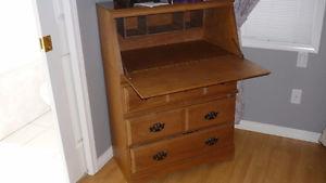 Dresser 3 drawer with fold down desk top with exra storage