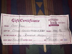 GIFT CERTIFICATE for Unique Look Hair Design