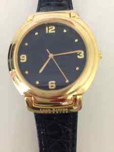 Joan Rivers Black Leather Watch