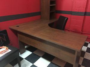 L-shaped desk with hutch