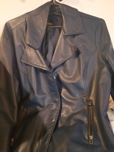 Leather jacket dark blue