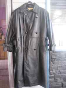 Long Black soft leather coat