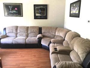 Micro Suede sectional with 4 Recliners