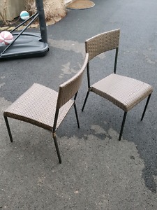 Patio chairs - dark brown plastic wicker/metal