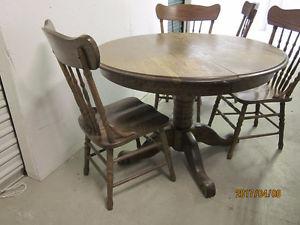 SOLD OAK TABLE SET WITH 5 CHAIRS