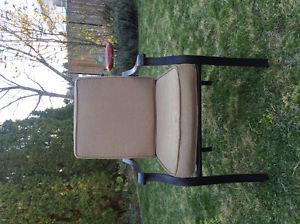 Six matching patio chairs with cushions. Great condition