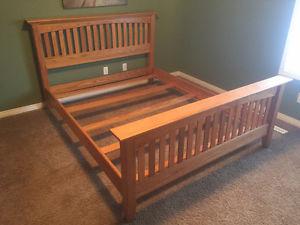 Solid Red Oak Queen Bed Frame AND Boxspring