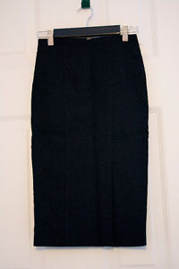 Stretchy Black Fitted Pencil Skirt with Silver Back Zipper