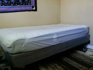 Twin bed frame, mattress, and box spring