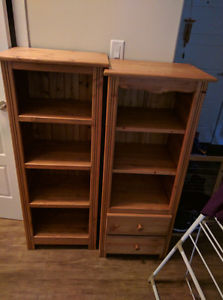 Two Beautiful Solid Pine Matching Shelving Unit Stands