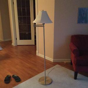 Two end table lamps and floor lamp with stainless steel base