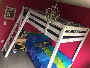White IKEA double loft bed