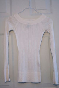 White Long Sleeved Fitted Sweater Top