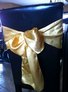 Yellow Gold chair sashes and table runners