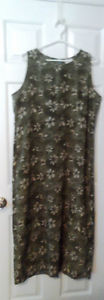 green flowered print sleeveless dress ladies XL ()