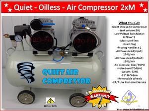 Air Compressor 2xM Quiet Oil Less-Tank Volume: 50L-Low