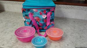 INSULATED LUNCH BAG TOTE & 3 BOWLS W/LIDS-NEW