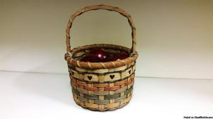 Wicker Basket With 6 Red Wood Apples