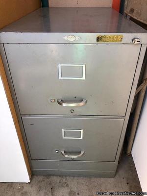 2 drawer gray steel legal-size file cabinet