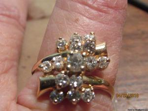 14 k yellow gold ring 15 diamonds size 8 OBO