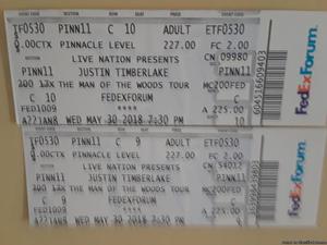 Two tickets Jason Timberlake May 30th