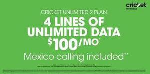GET UNLIMITED CALL, TEXT, AND WEB ON 4 LINES WITH CRICKET