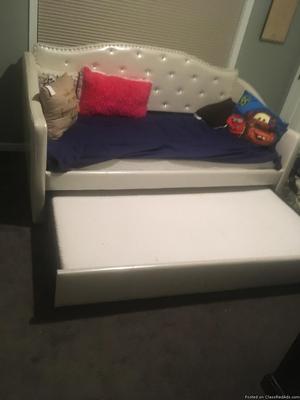 Leather Sofa 2 level bed with 2 mattresses like new