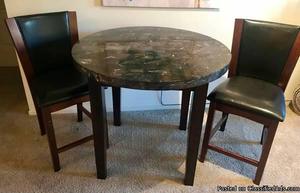 Granite High Top Table with Two Chairs