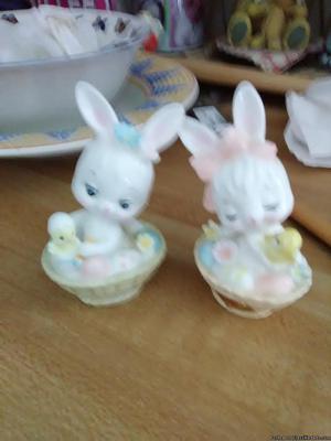 2 napco bone china rabbits