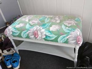 FLORAL CUSHIONED SHOE BENCH-PICKUP ONLY