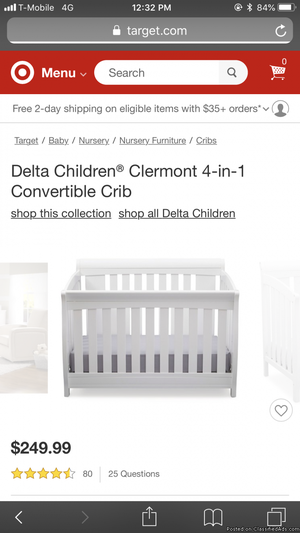 Crib 4-1 Brand new Delta Crib
