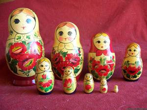 9 Piece Russian Nested Dolls: Matryoshka Babushka Signed by